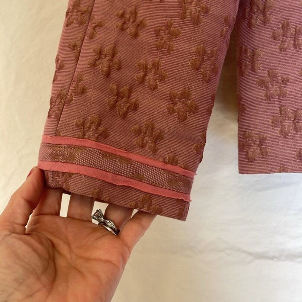 VTG Club Monaco Jacquard Lori Jacket Cropped Mauve Pink Sz 6 Old Money Preppy - Picture 3 of 13